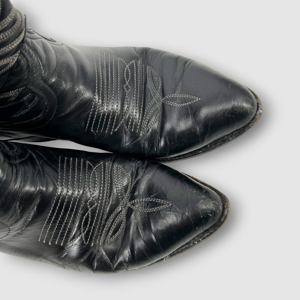 Vintage Cowtown Black Leather Western Cowboy Boots Men’s 9D Handmade USA - Picture 6 of 10